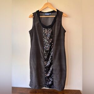 Simply Vera Vera Wang Chalkboard Plaid Dress – Sequin Panel Shift Dress-Size 12